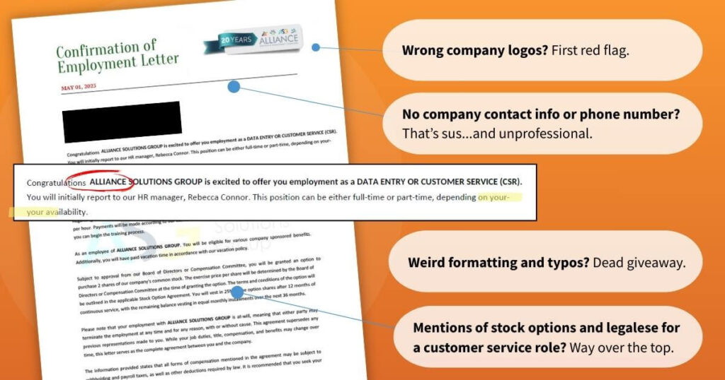 job scam letter example