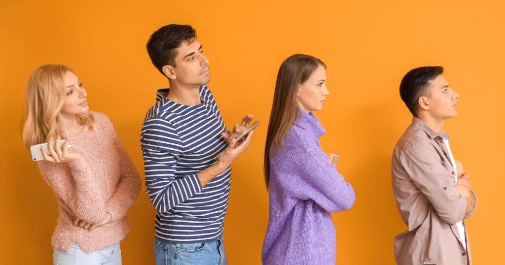 line of potential employees looking bored