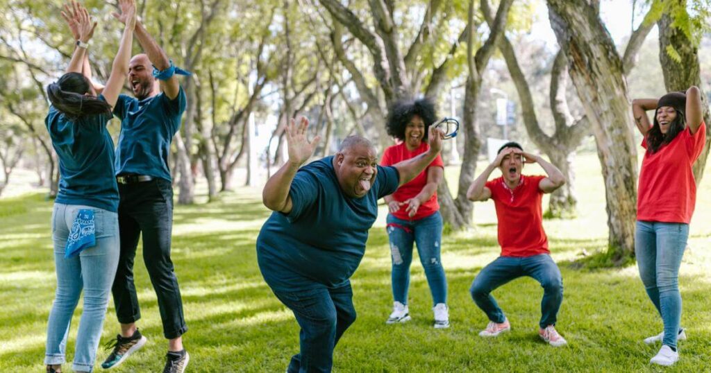 team building event ring toss celebration